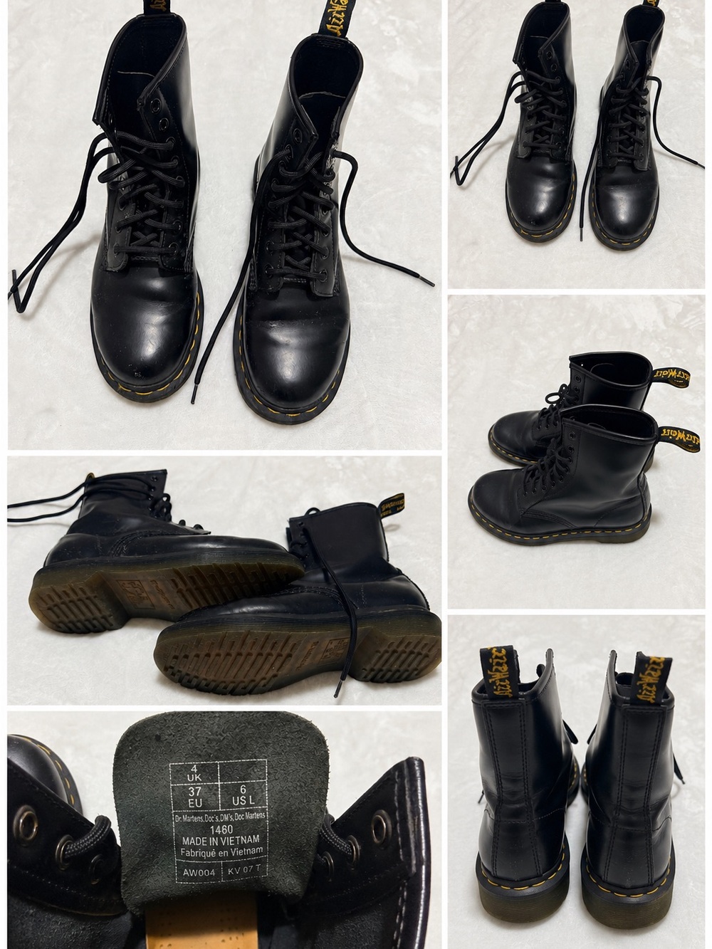 Dr. Martens 1460 Black Smooth Leather Lace Up Combat Boots Women’s US 6 Men’s 7